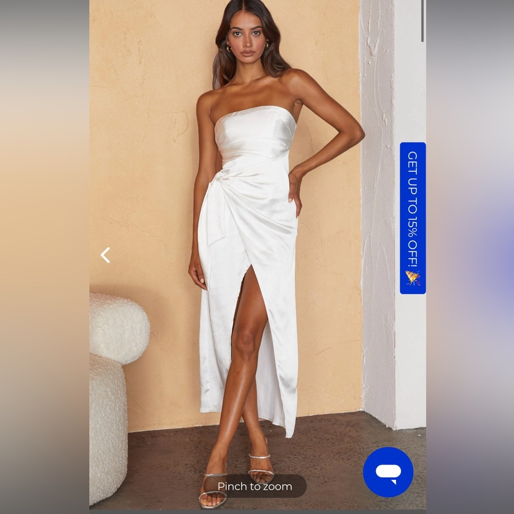 Selfie Leslie Gianna Strapless Waist Tie Midi Dress